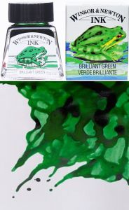 Winsor&Newton tusz rysunkowy drawing Ink nr 046 brilliant green14 ml